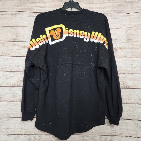 Walt DISNEY World HALLOWEEN Glitter Black Candy Corn Spirit Jersey Size XS - Picture 1 of 14